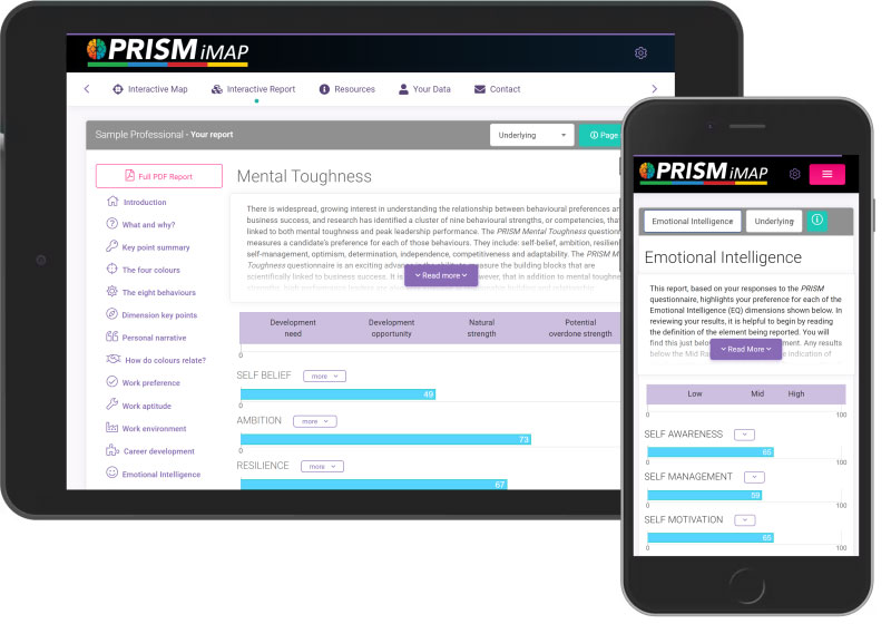 PRISM iMap shown on mobile devices